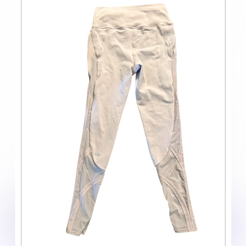 ALO Yoga Blush Pink Leggings W/Lace Mesh Detail - Picture 4 of 9
